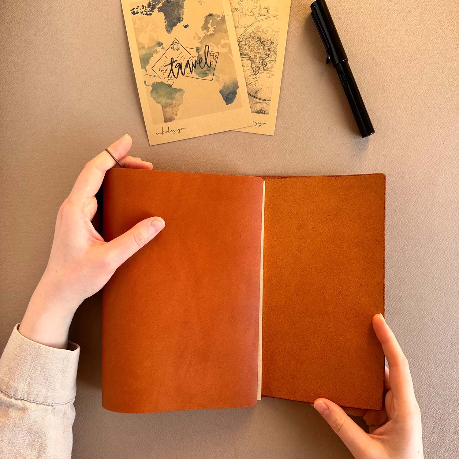 Euk Design A5 Large Size Traveler's Notebook Cover - Camel