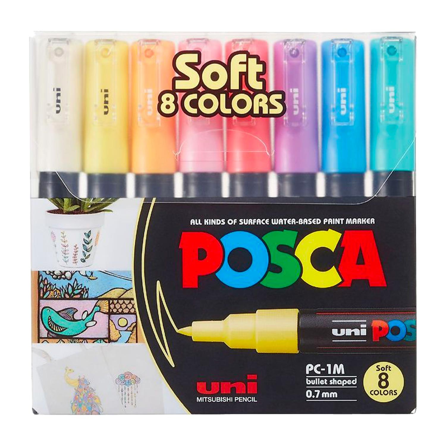 Uni Posca 1M Markör Kalem 8'li Set Soft Renkler
