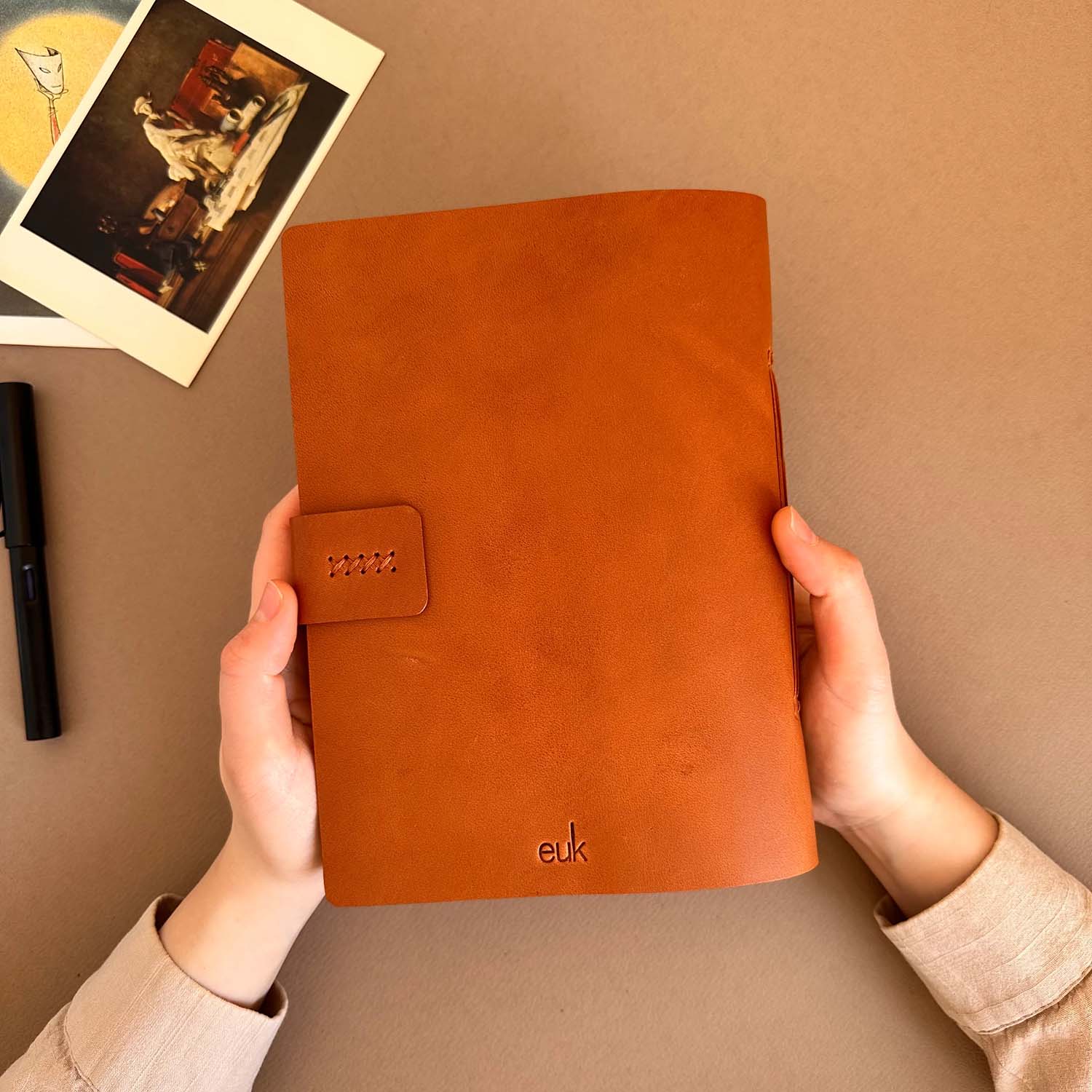 Euk Design A5 Deri Ciltli Defter - Camel