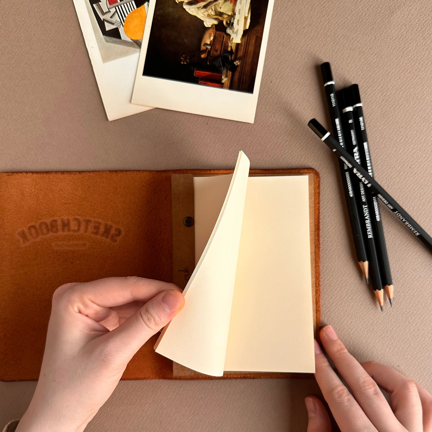 Euk Design A6 Deri Sketchbook - Camel