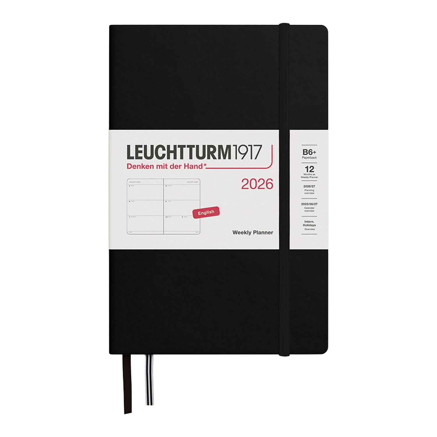 Leuchtturm1917 B6+ 2026 Sert Kapak İngilizce Haftalık Ajanda