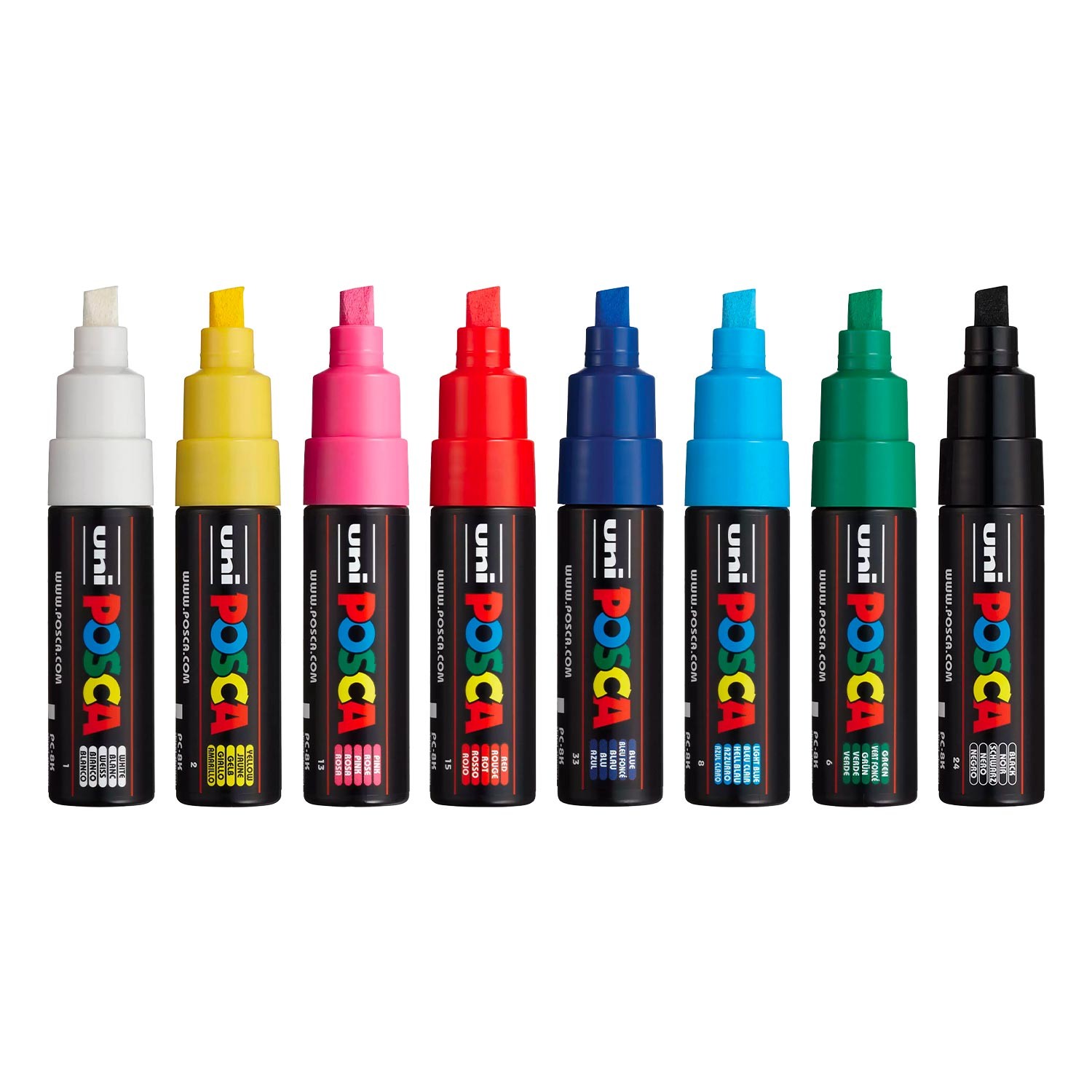 Uni Posca 8K Markör Kalem 8'li Set Ana Renkler