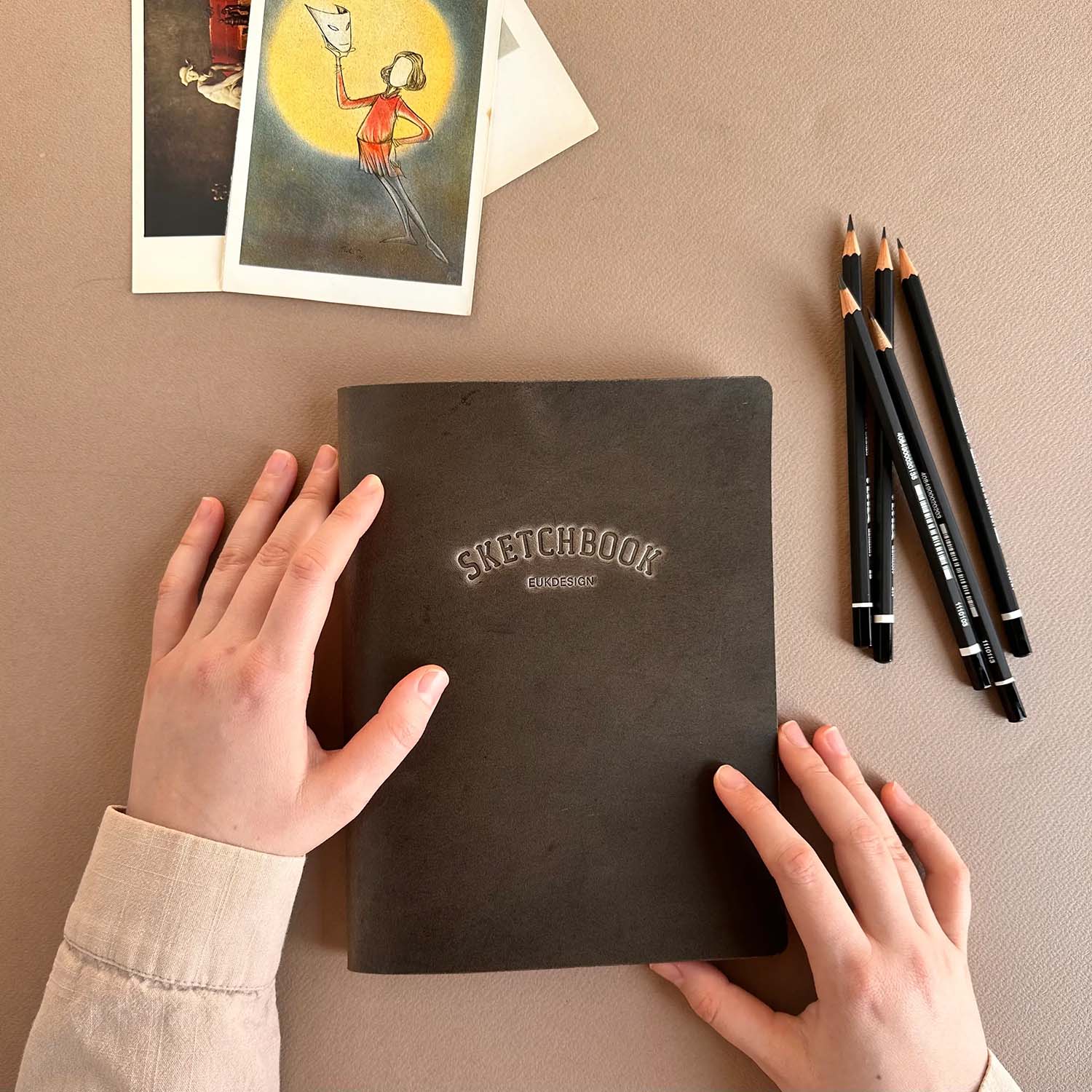 Euk Design A5 Deri Sketchbook - Gri