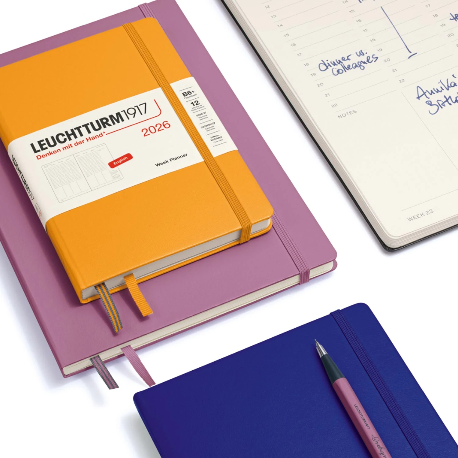 Leuchtturm1917 B5 2026 Sert Kapak İngilizce Haftalık Ajanda ve Not Defteri