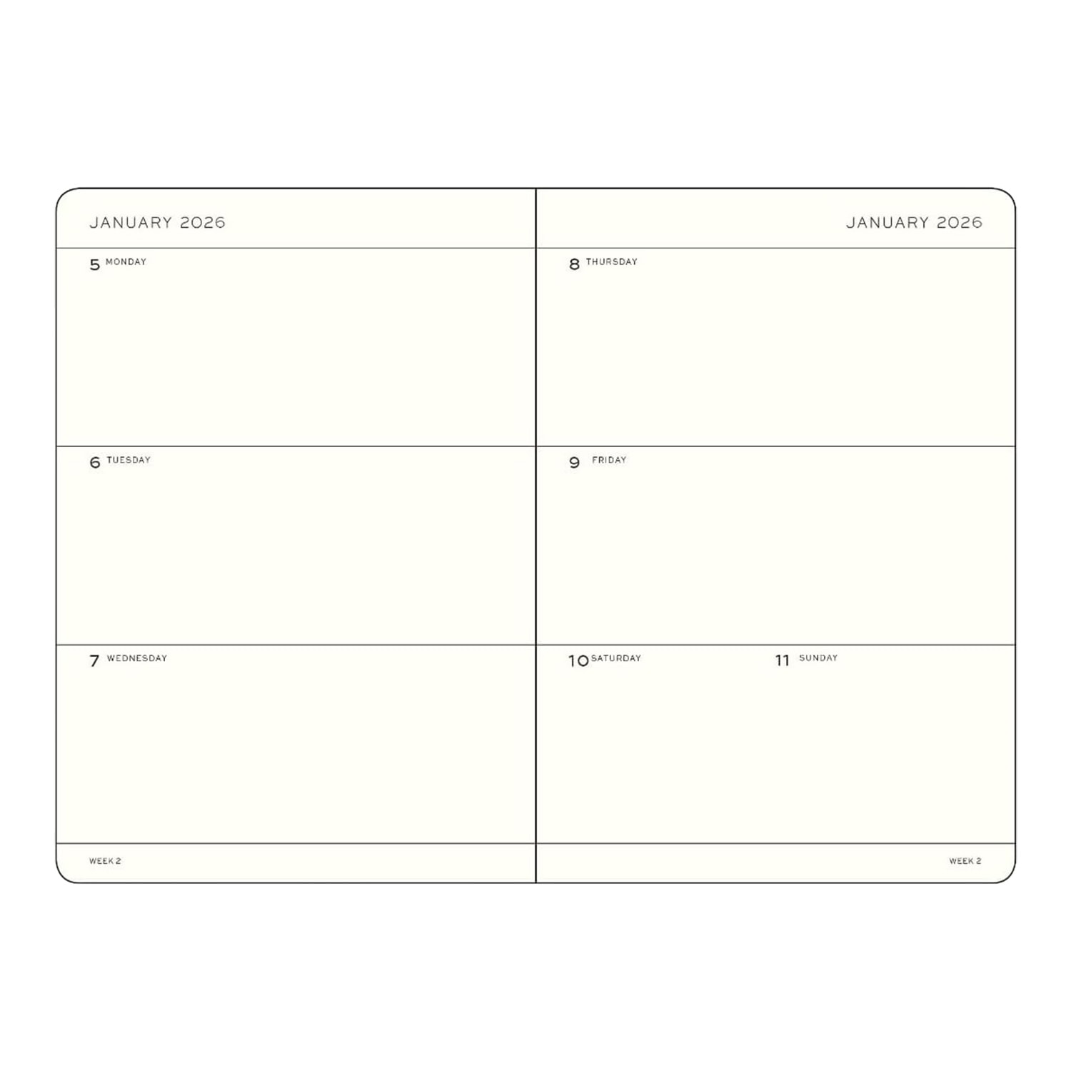 Leuchtturm1917 A5 2026 Sert Kapak İngilizce 18 Aylık Ajanda