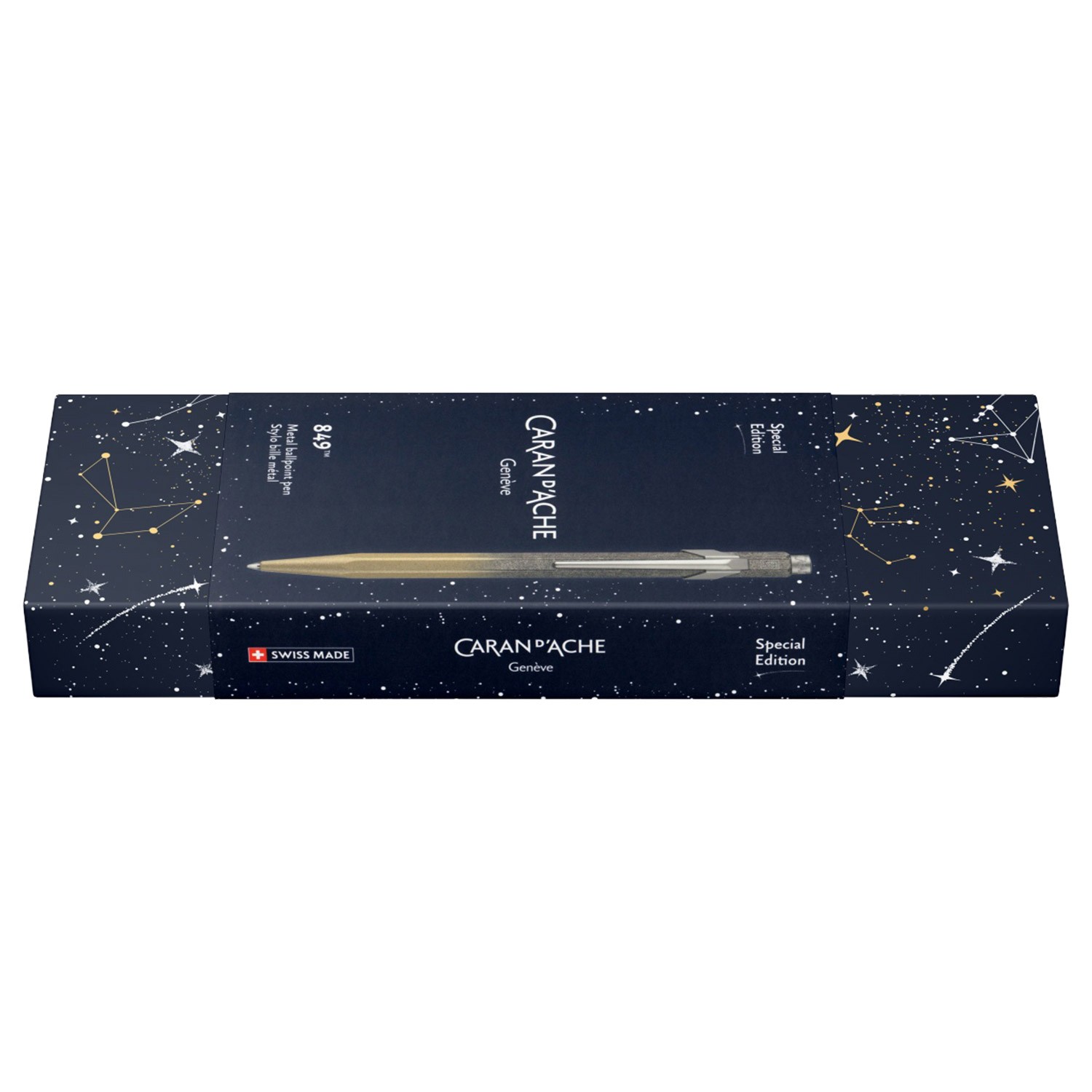 Caran d'Ache 849 Cosmic Blue Special Edition Tükenmez Kalem - Gilded