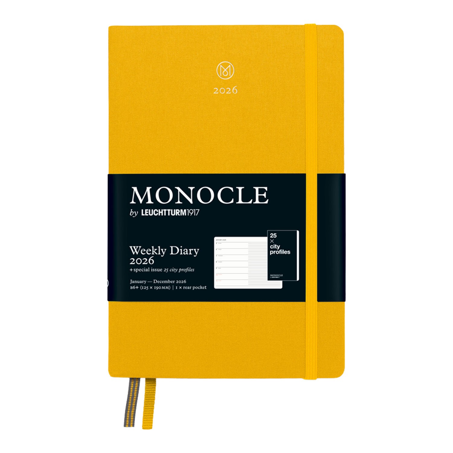 Leuchtturm1917 Monocle Serisi B6+ 2026 Sert Kapak İngilizce Haftalık Ajanda ve Not Defteri - Sarı