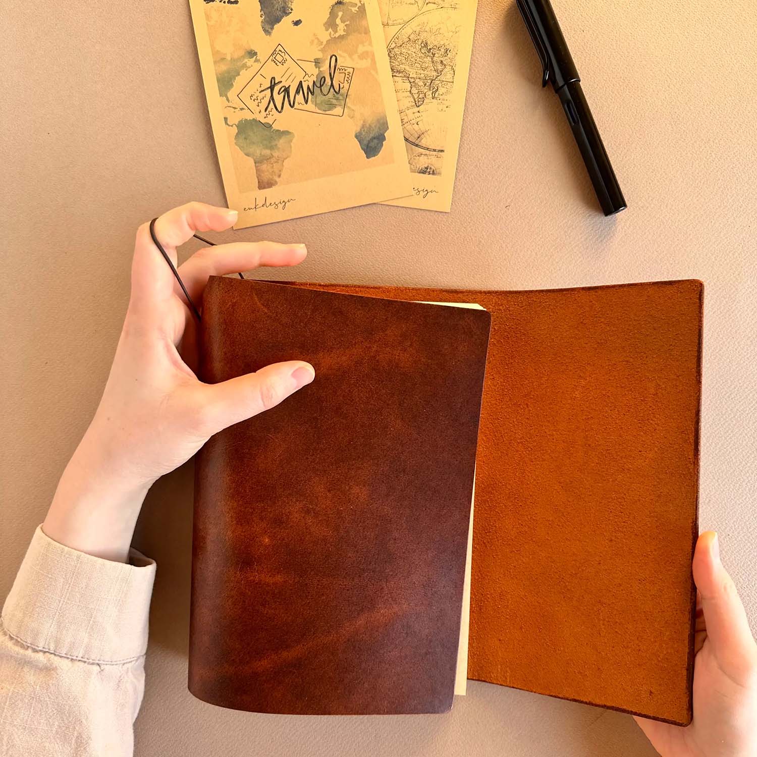 Euk Design A5 Large Size Traveler's Notebook Cover - Parlak Taba