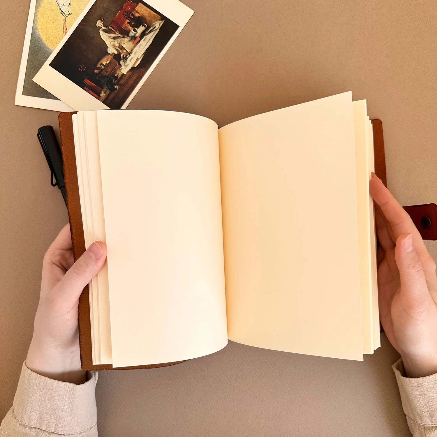 Euk Design A5 Deri Ciltli Defter - Antik Taba