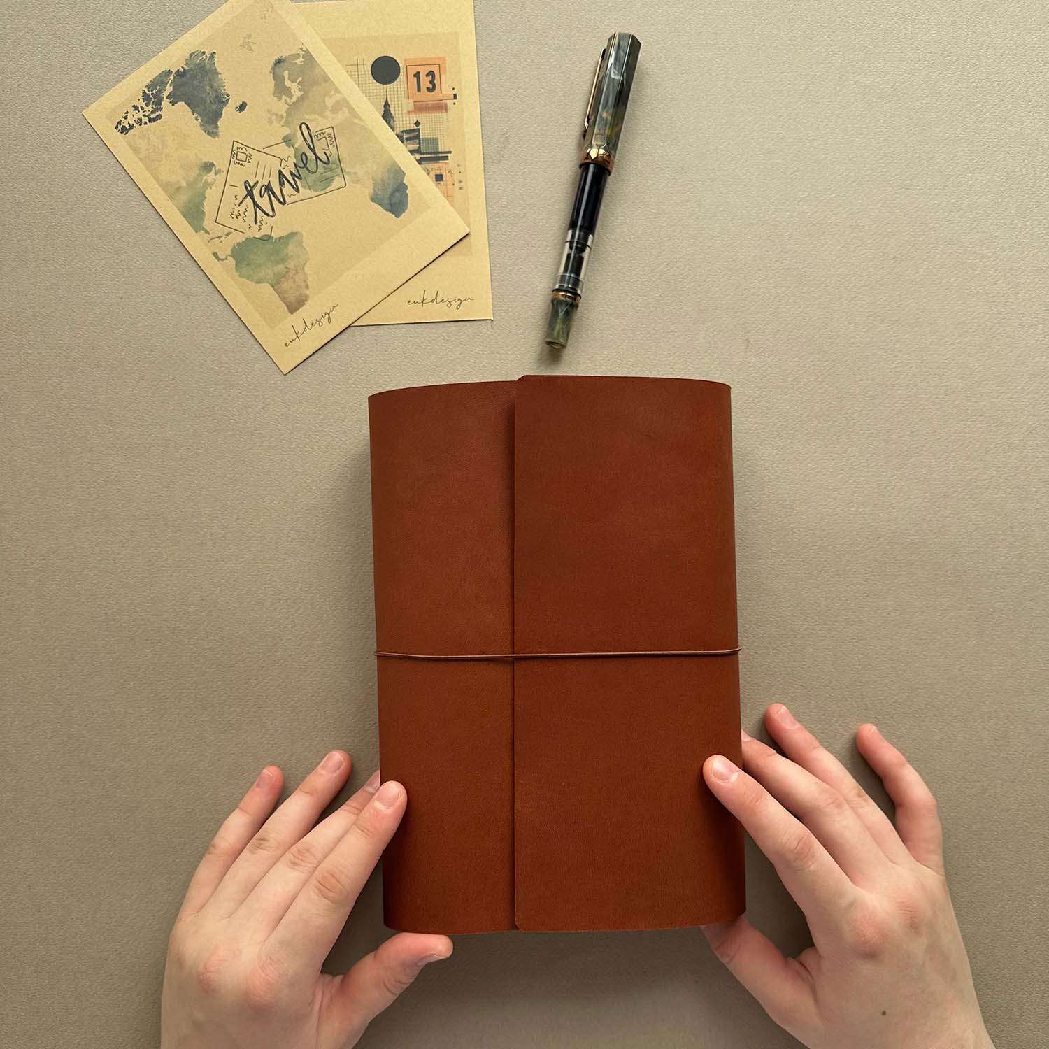 Euk Design A5 Large Size Traveler's Notebook Cover - Rustik Taba
