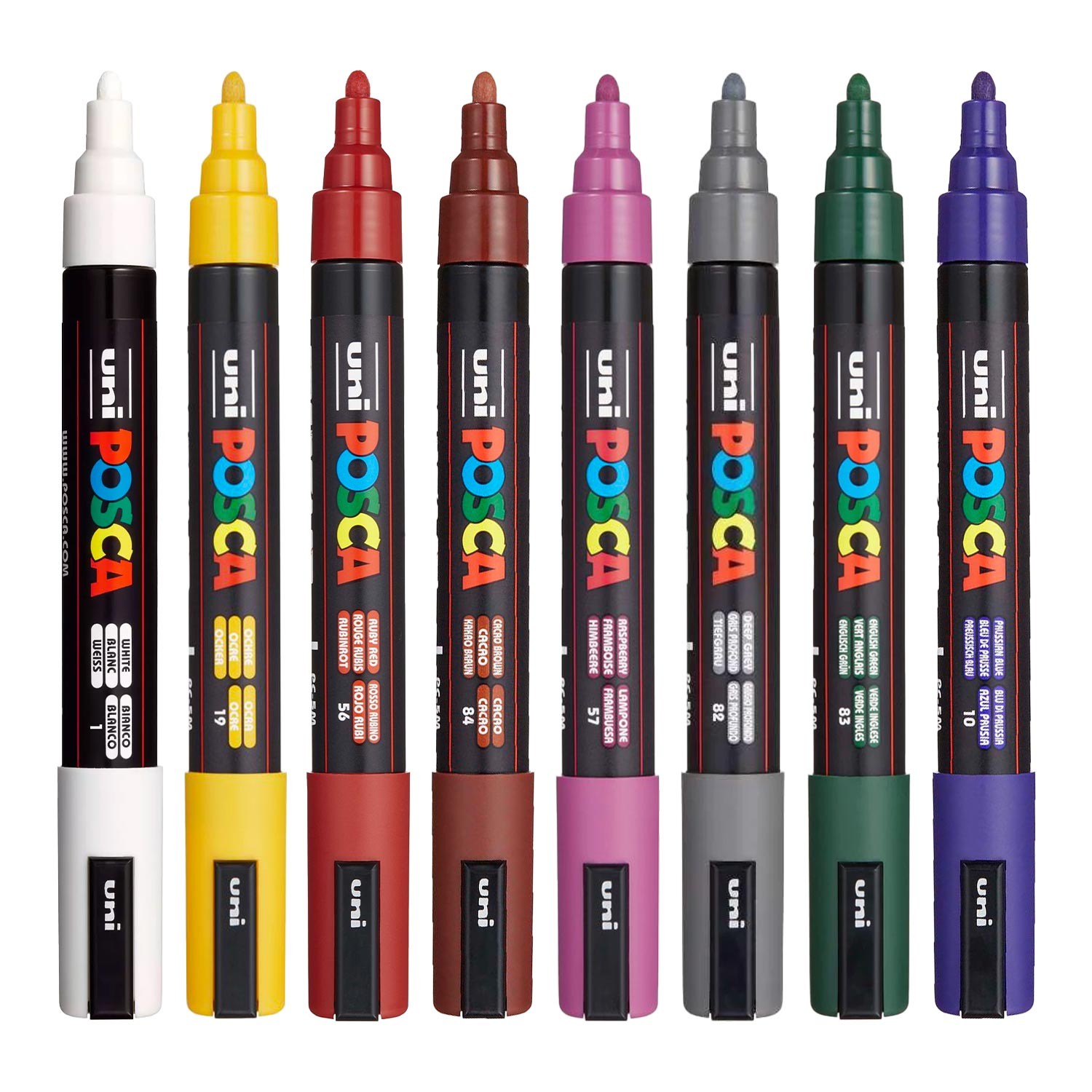Uni Posca 5M Markör Kalem 8'li Set Koyu Renkler