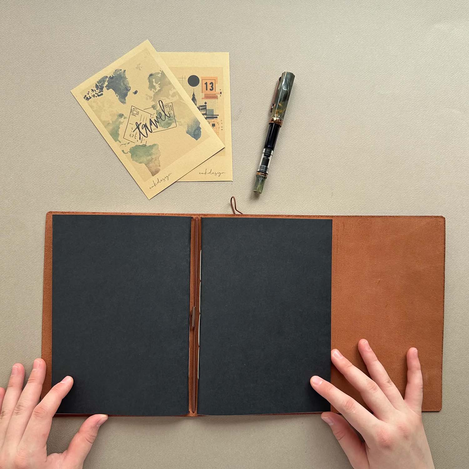 Euk Design A5 Large Size Traveler's Notebook Cover - Rustik Taba