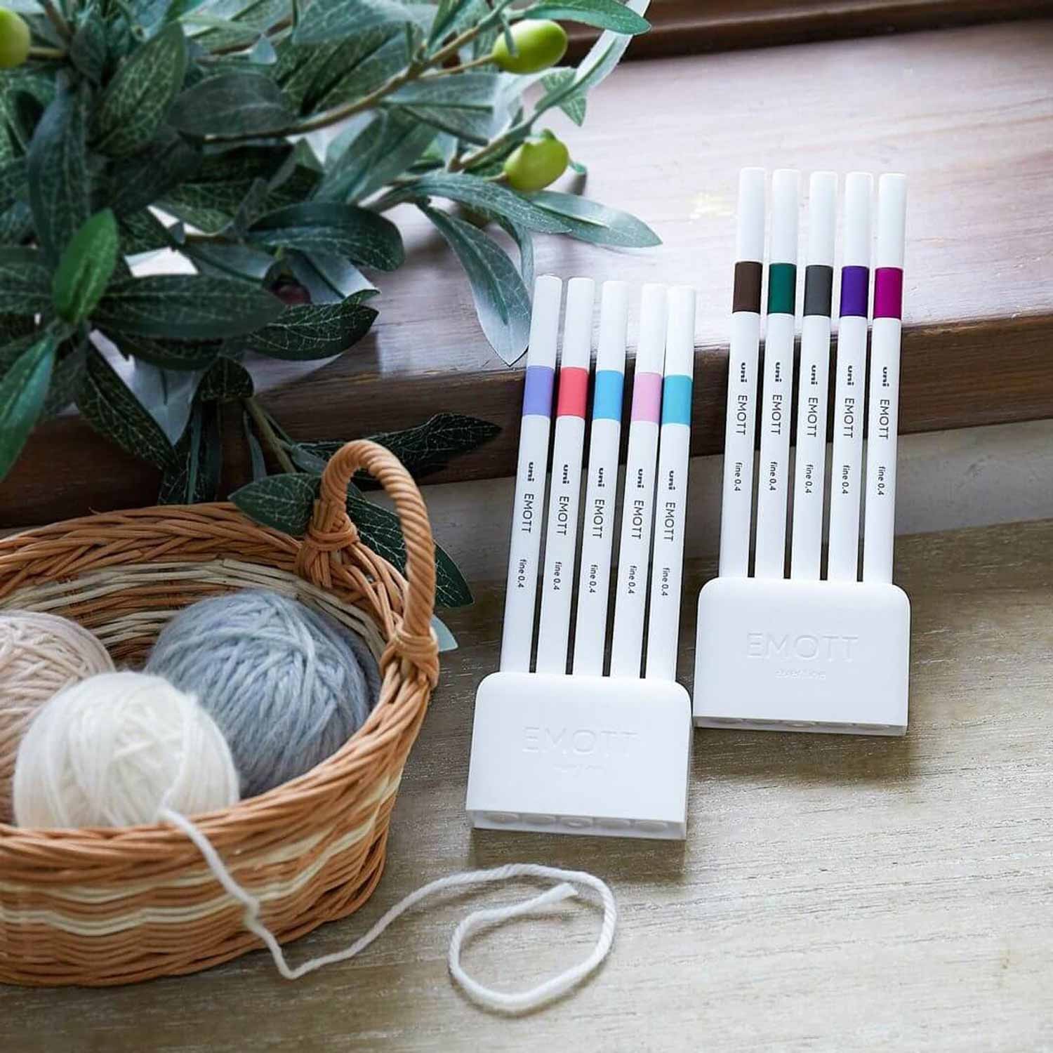 Uni Emott 0.4 mm Fineliner Markör Kalem 5'li Set - Doğal Renkler