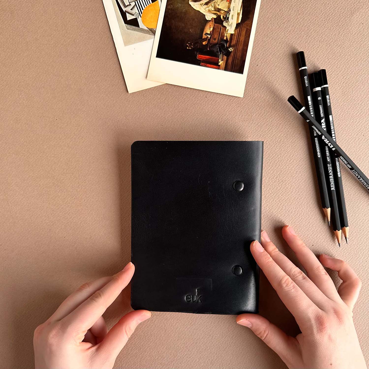 Euk Design A6 Deri Sketchbook - Siyah