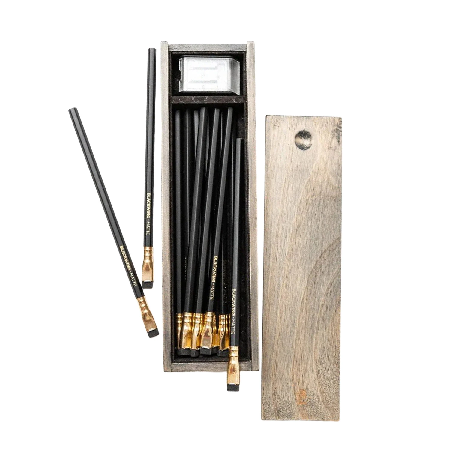 Blackwing Rustic Box Wooden 12-Piece Pencil and Sharpener Gift