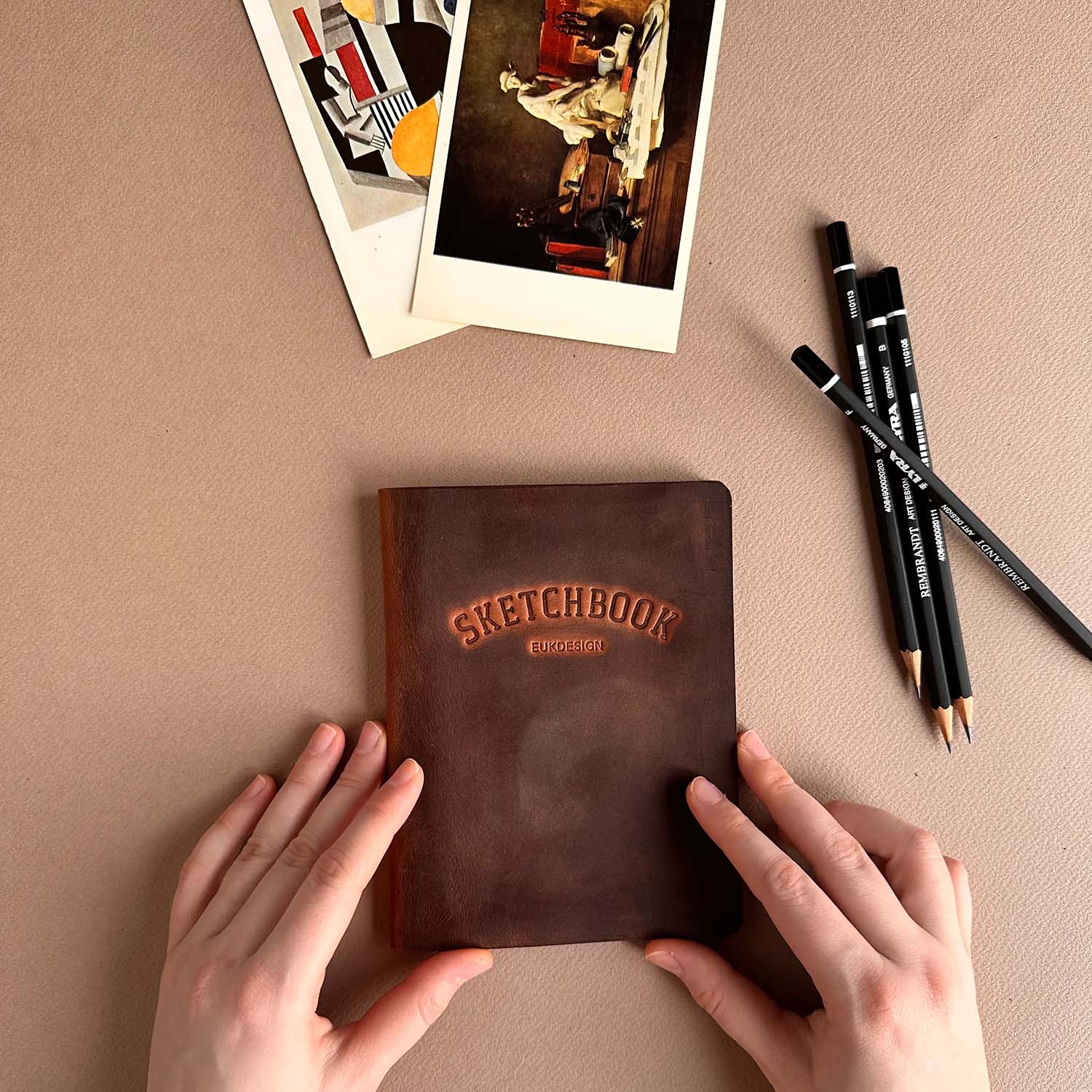 Euk Design A6 Deri Sketchbook - Antik Taba