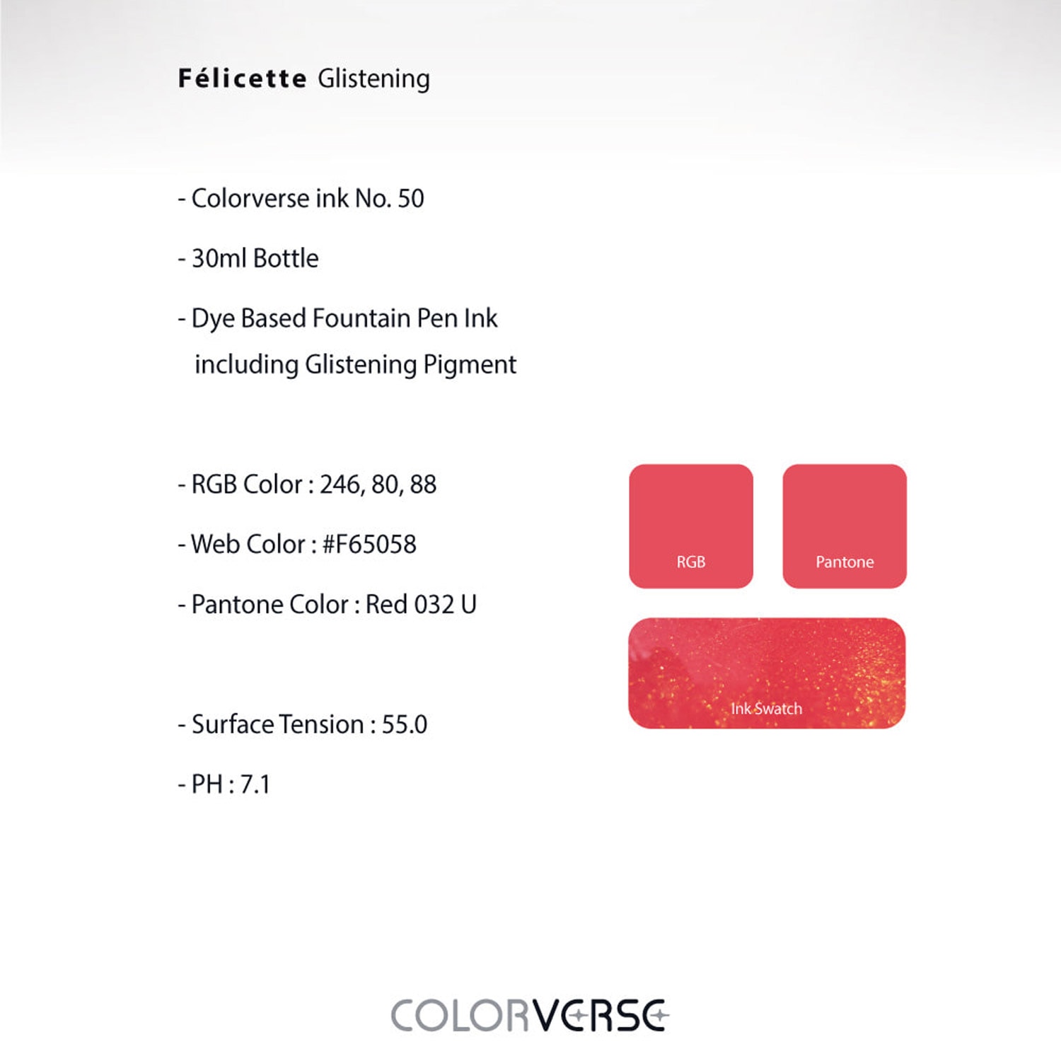 Colorverse No. 50 Félicette Glistening Şişe Mürekkep - 30 ml