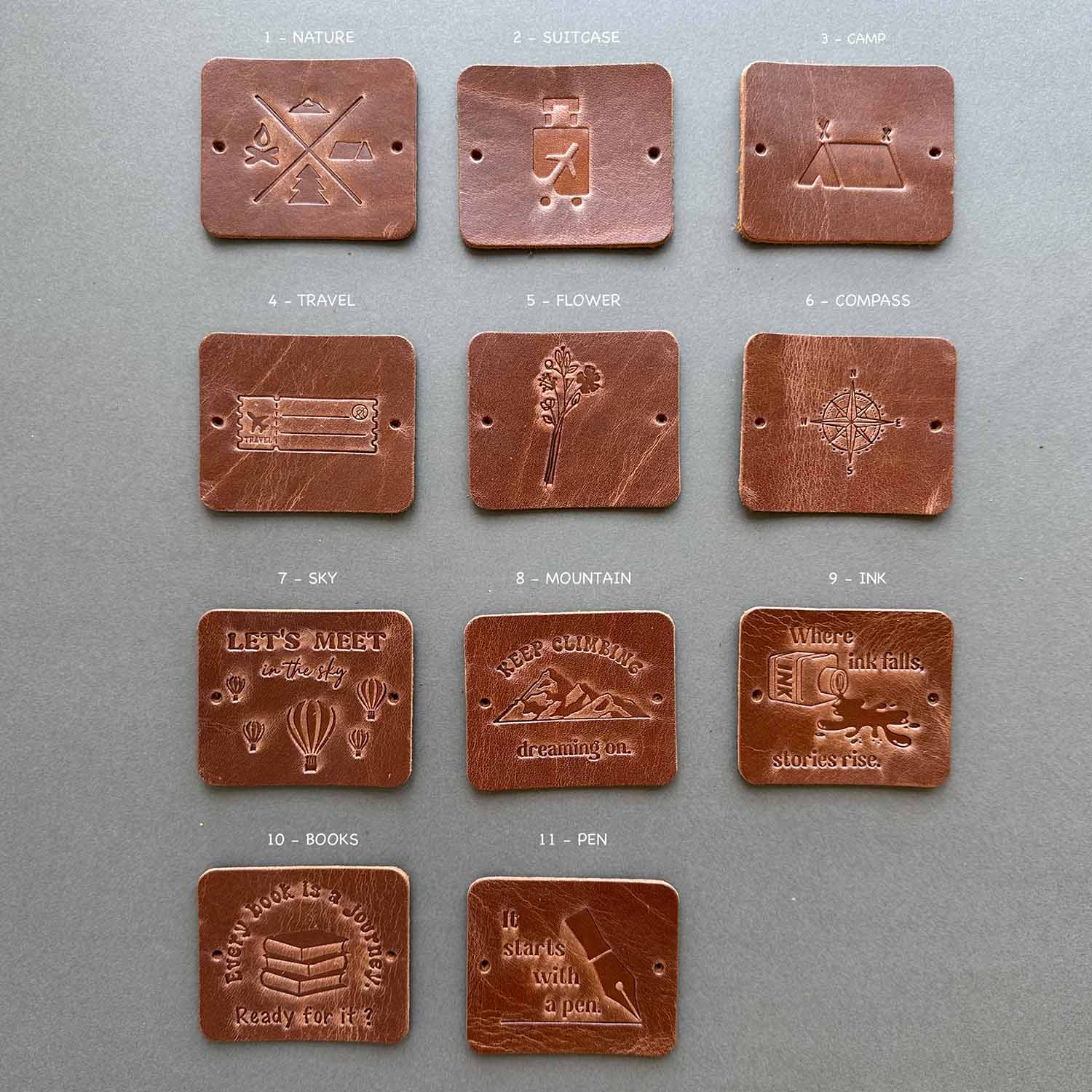 Euk Design Traveler's Notebook için Deri Etiket - Parlak Taba