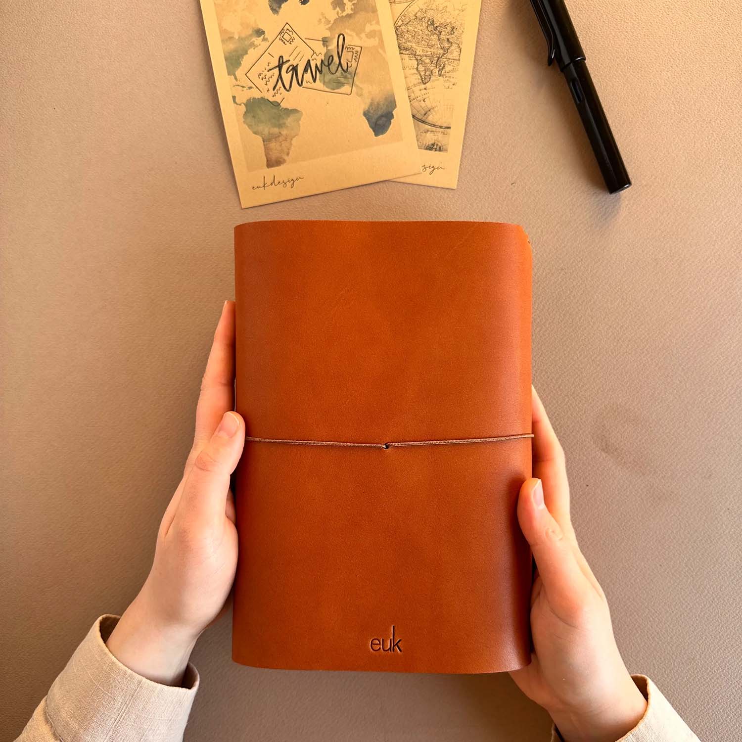 Euk Design A5 Large Size Traveler's Notebook Cover - Camel