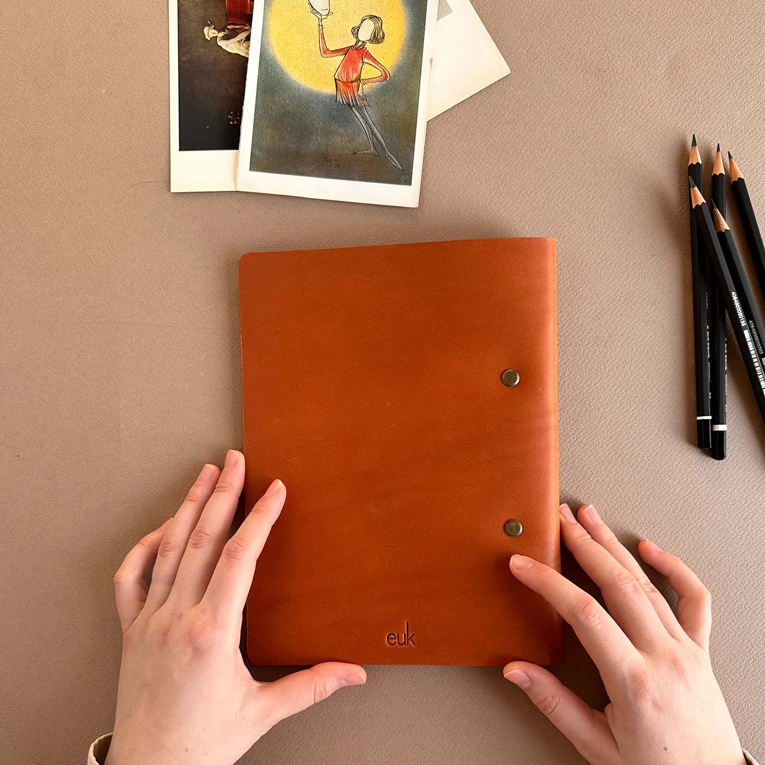 Euk Design A5 Deri Sketchbook - Camel