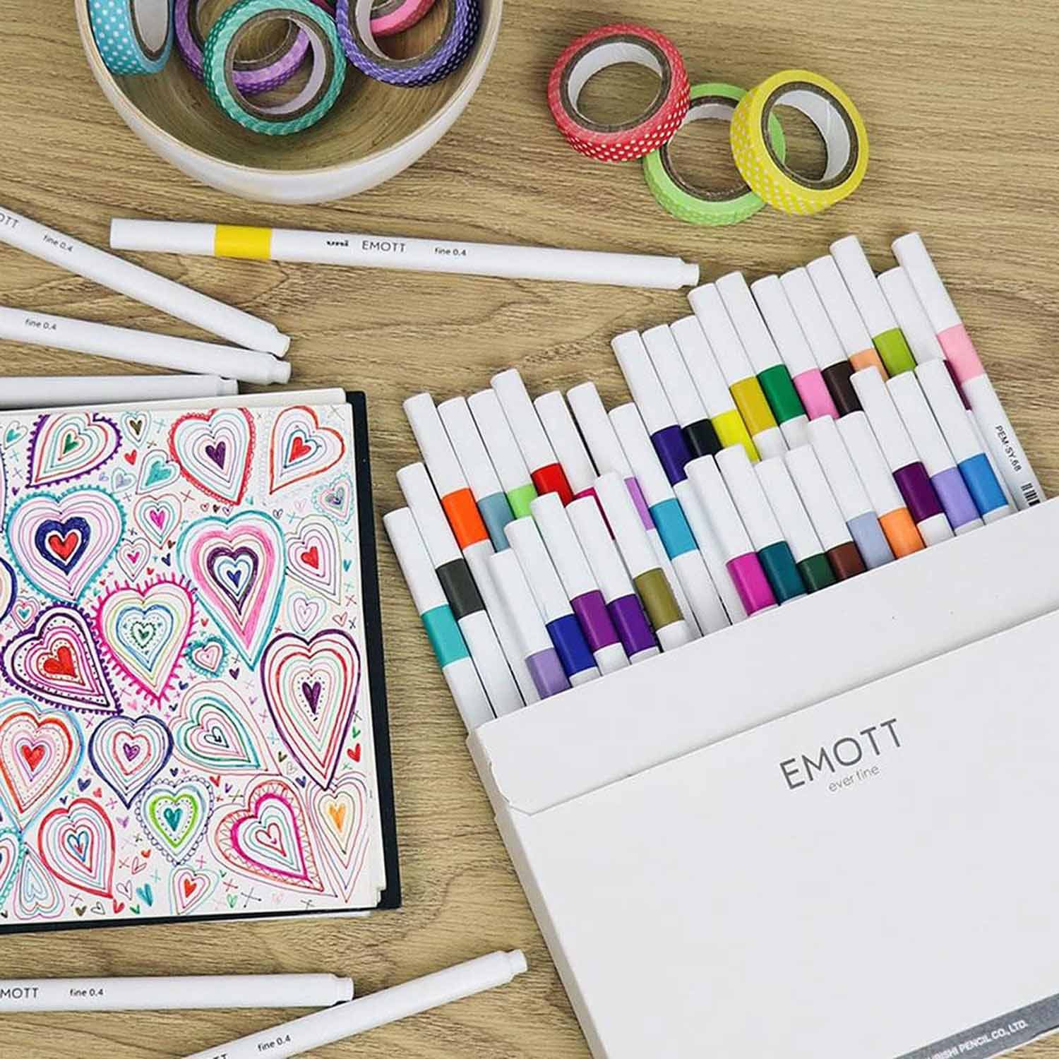 Uni Emott 0.4 mm Fineliner Markör Kalem 40'lı Set