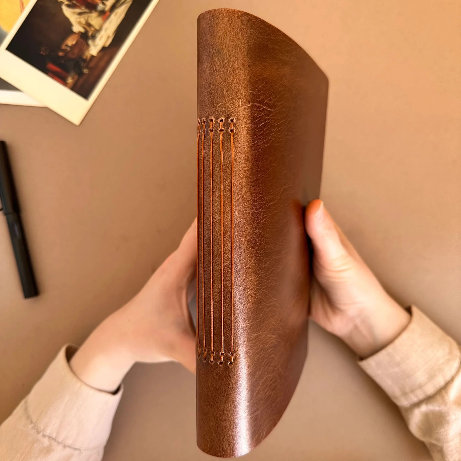 Euk Design A5 Deri Ciltli Defter - Parlak Taba