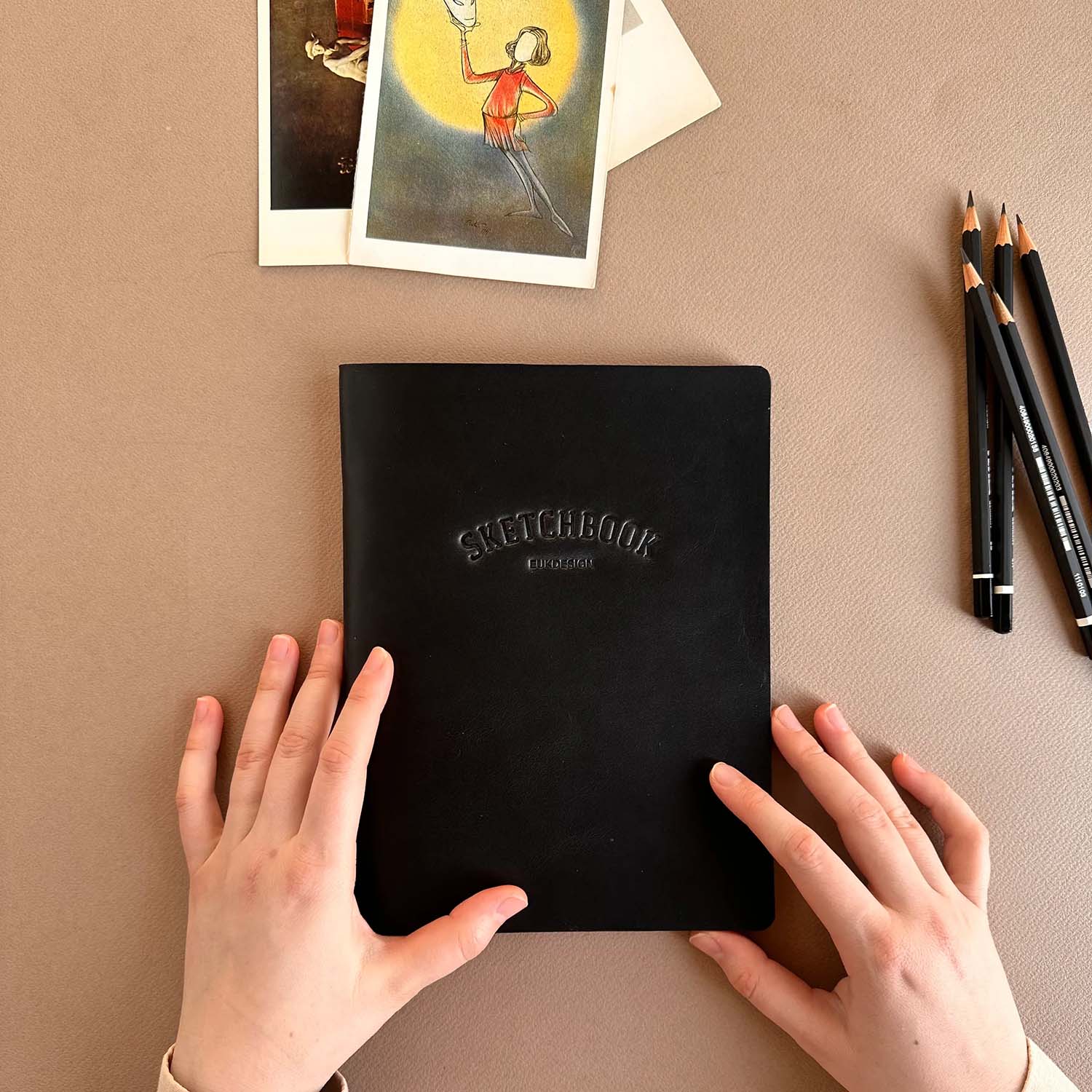 Euk Design A5 Deri Sketchbook - Siyah