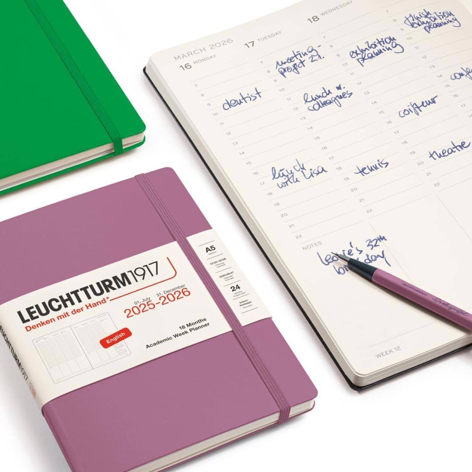 Leuchtturm1917 A4 2026 Sert Kapak İngilizce 18 Aylık Hafta Ajandası