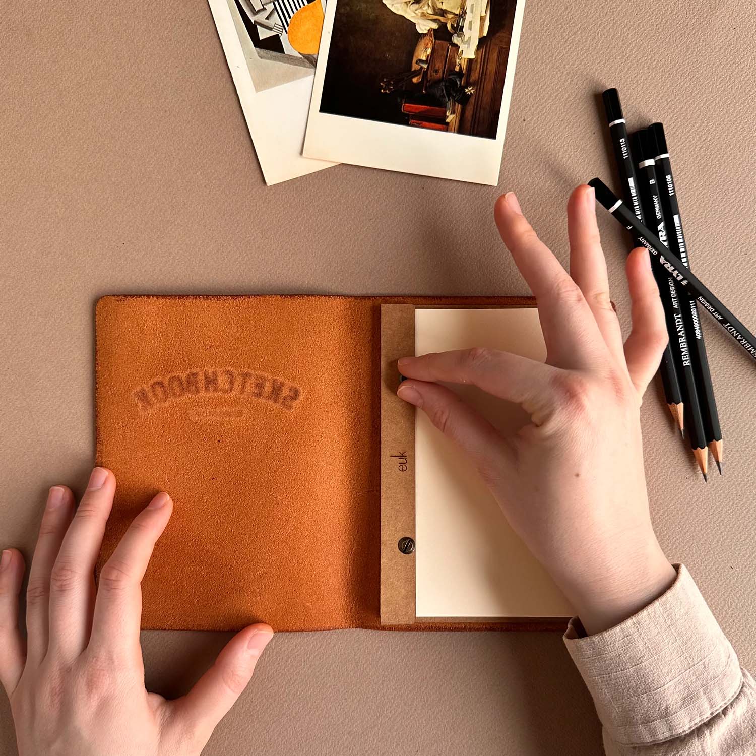 Euk Design A6 Deri Sketchbook - Camel