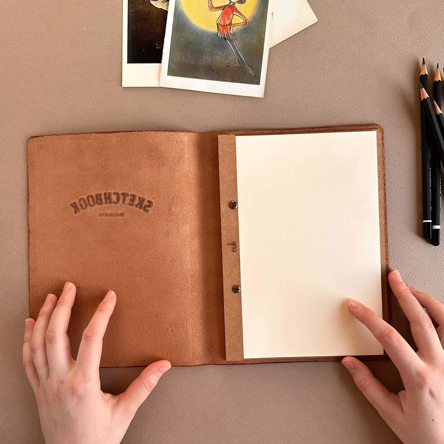 Euk Design A5 Deri Sketchbook - Konyak