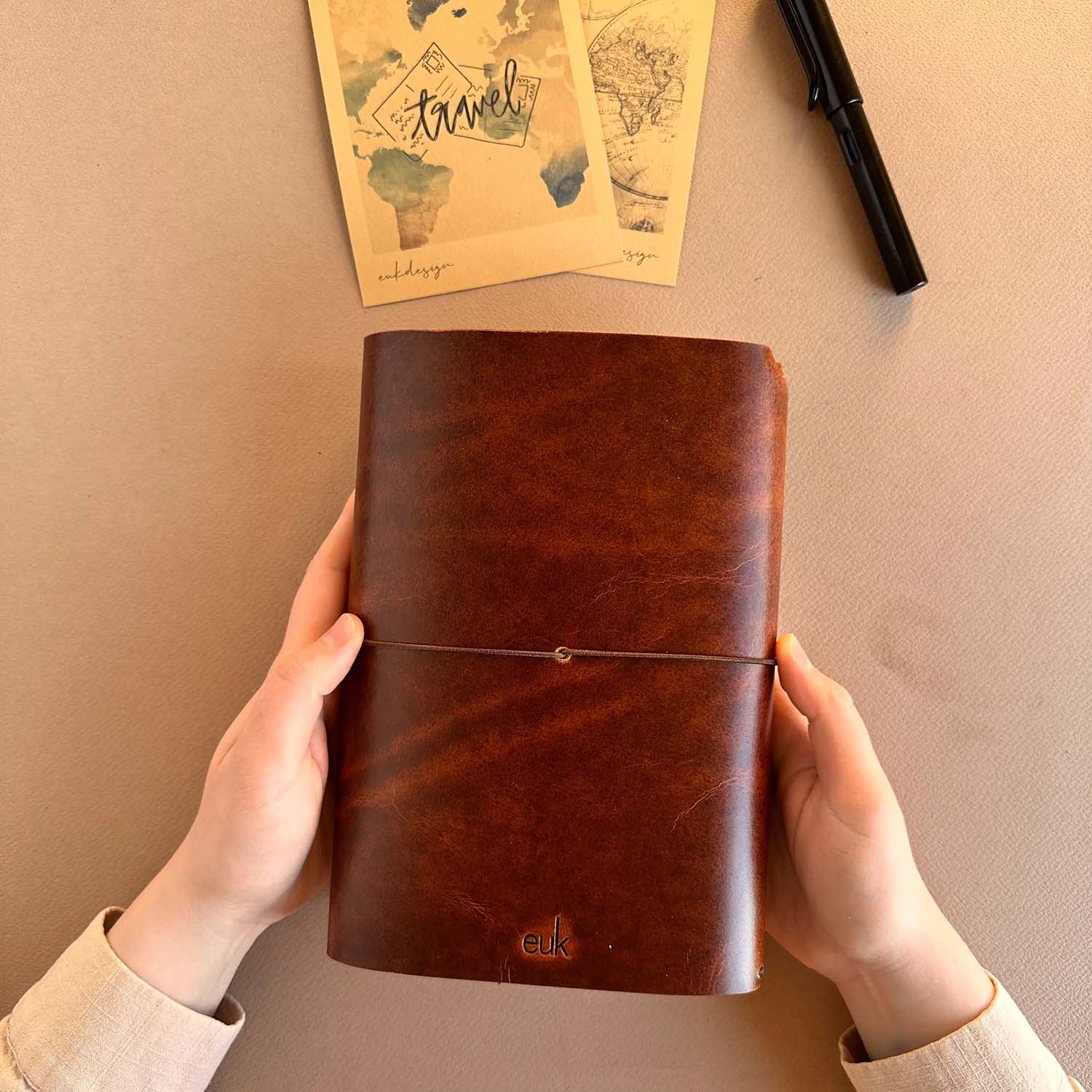 Euk Design A5 Large Size Traveler's Notebook Cover - Parlak Taba