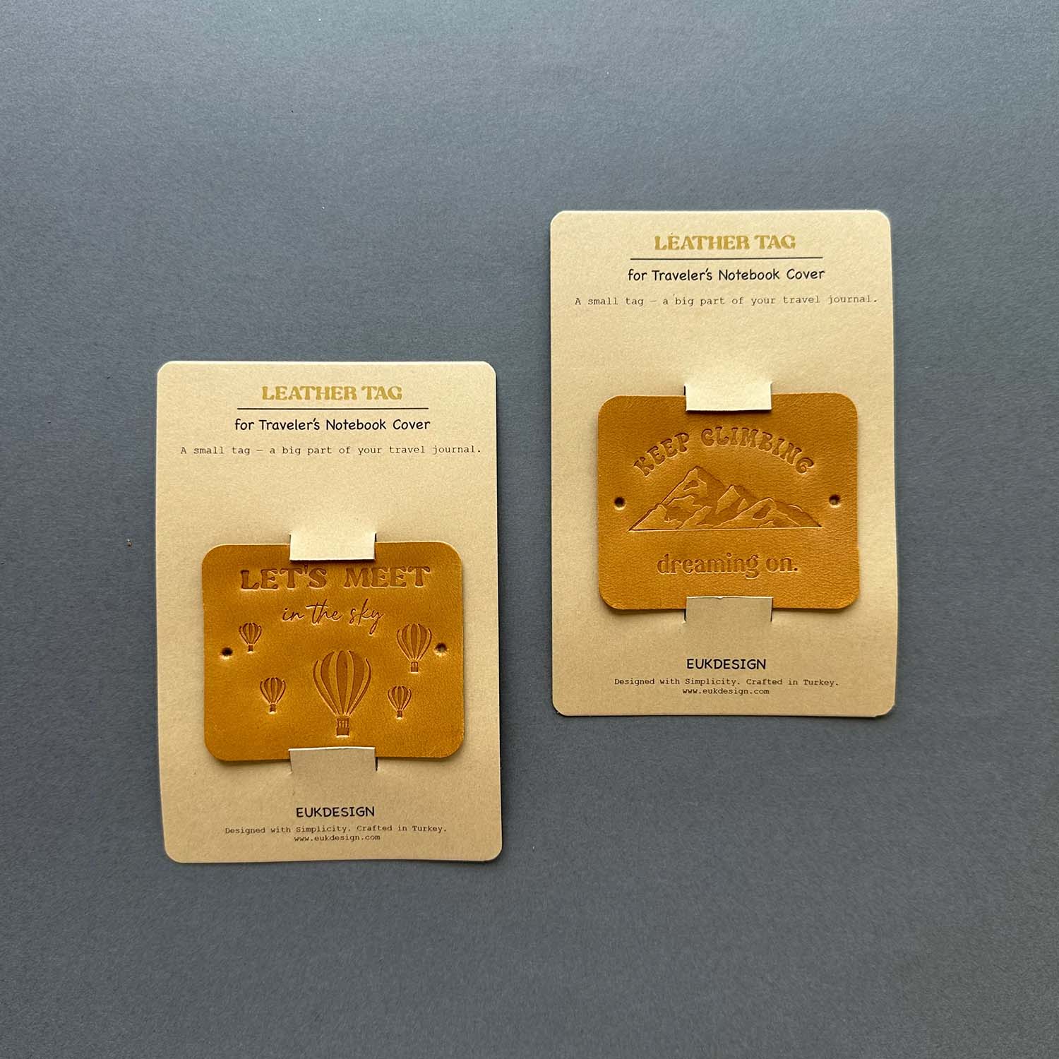 Euk Design Traveler's Notebook için Deri Etiket - Hardal