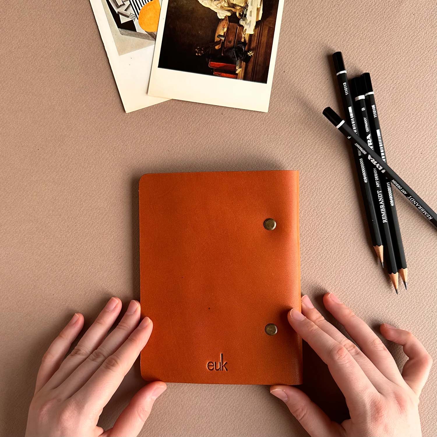Euk Design A6 Deri Sketchbook - Camel