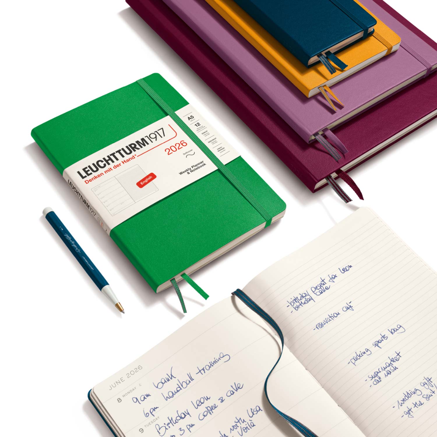 Leuchtturm1917 A5 2026 Yumuşak Kapak İngilizce Haftalık Ajanda ve Not Defteri