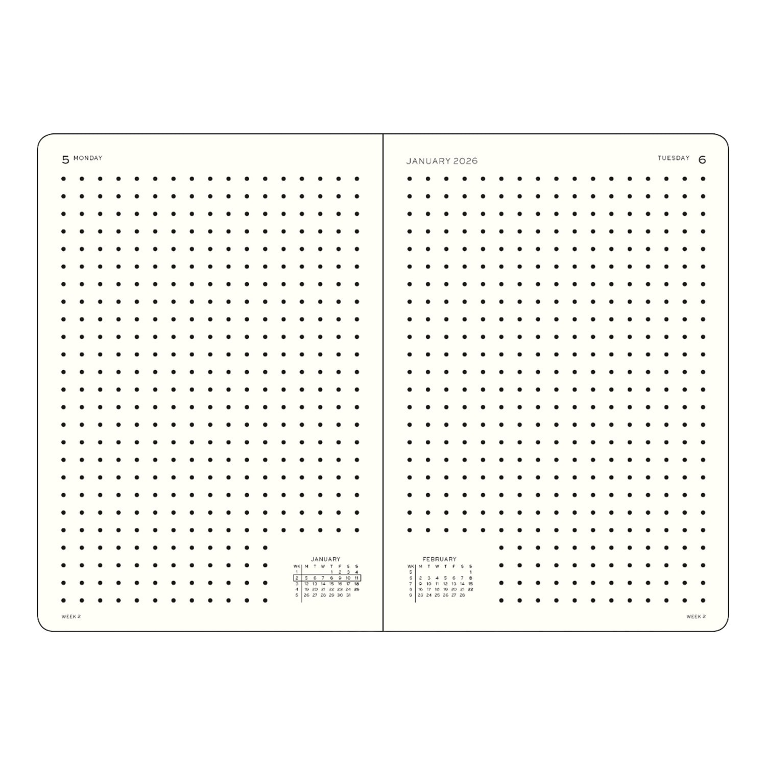 Leuchtturm1917 A5 2026 Sert Kapak İngilizce Günlük Ajanda