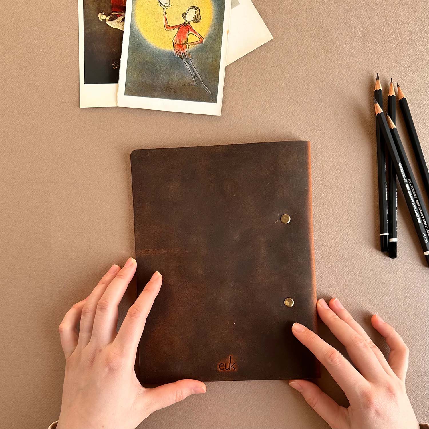 Euk Design A5 Deri Sketchbook - Antik Taba