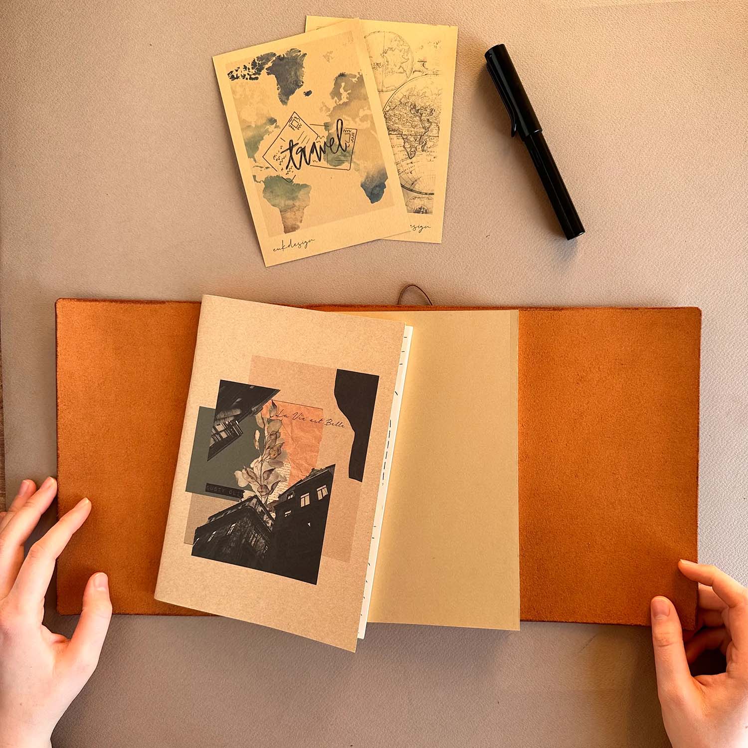 Euk Design A5 Large Size Traveler's Notebook Cover - Camel