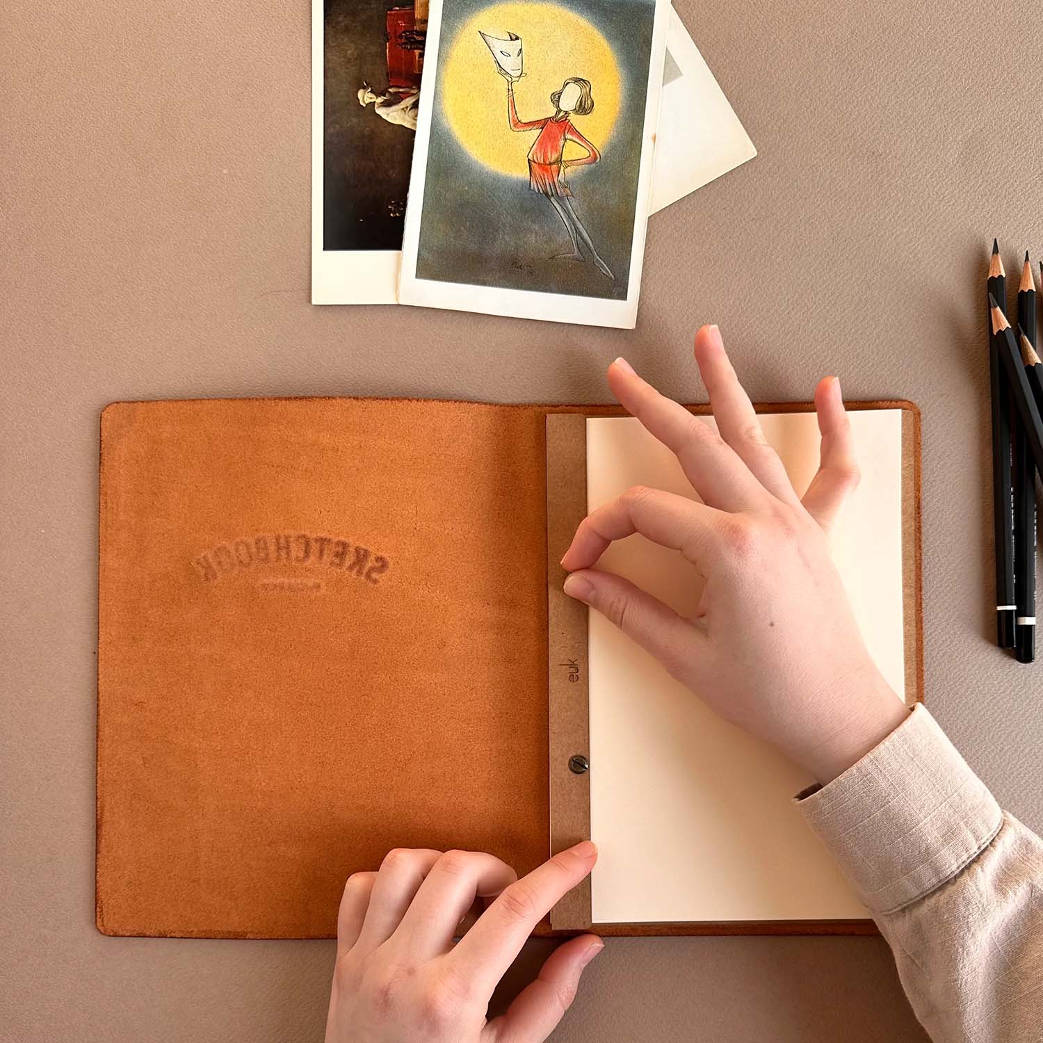 Euk Design A5 Deri Sketchbook - Camel
