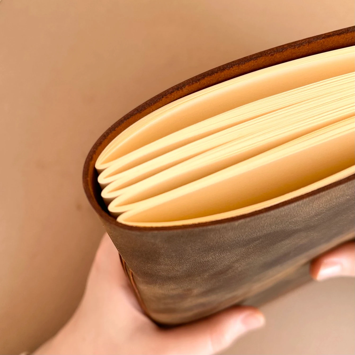 Euk Design A5 Deri Ciltli Defter - Antik Taba