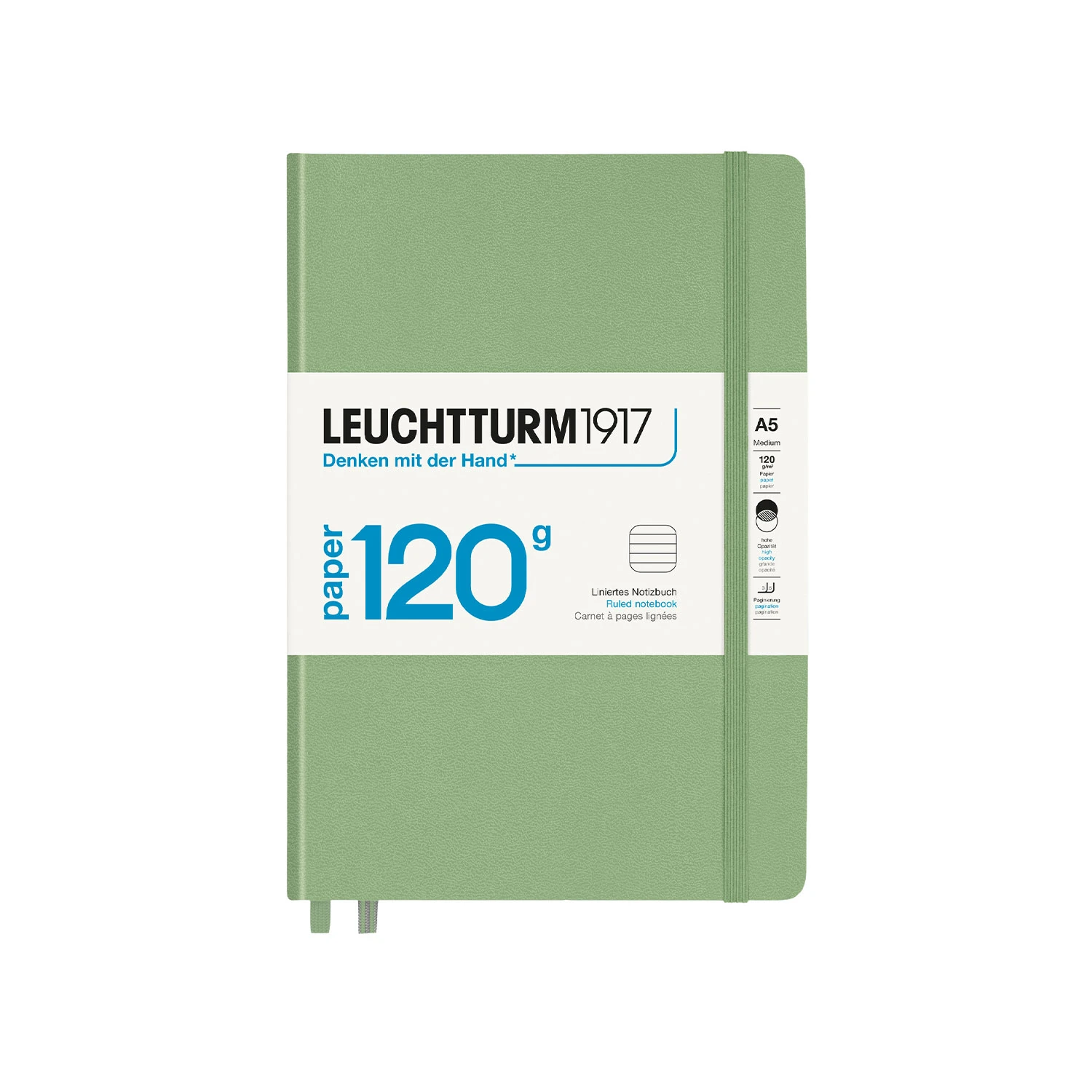 Leuchtturm1917 A5 Adaçayı 120 g/m2 Çizgili Defter