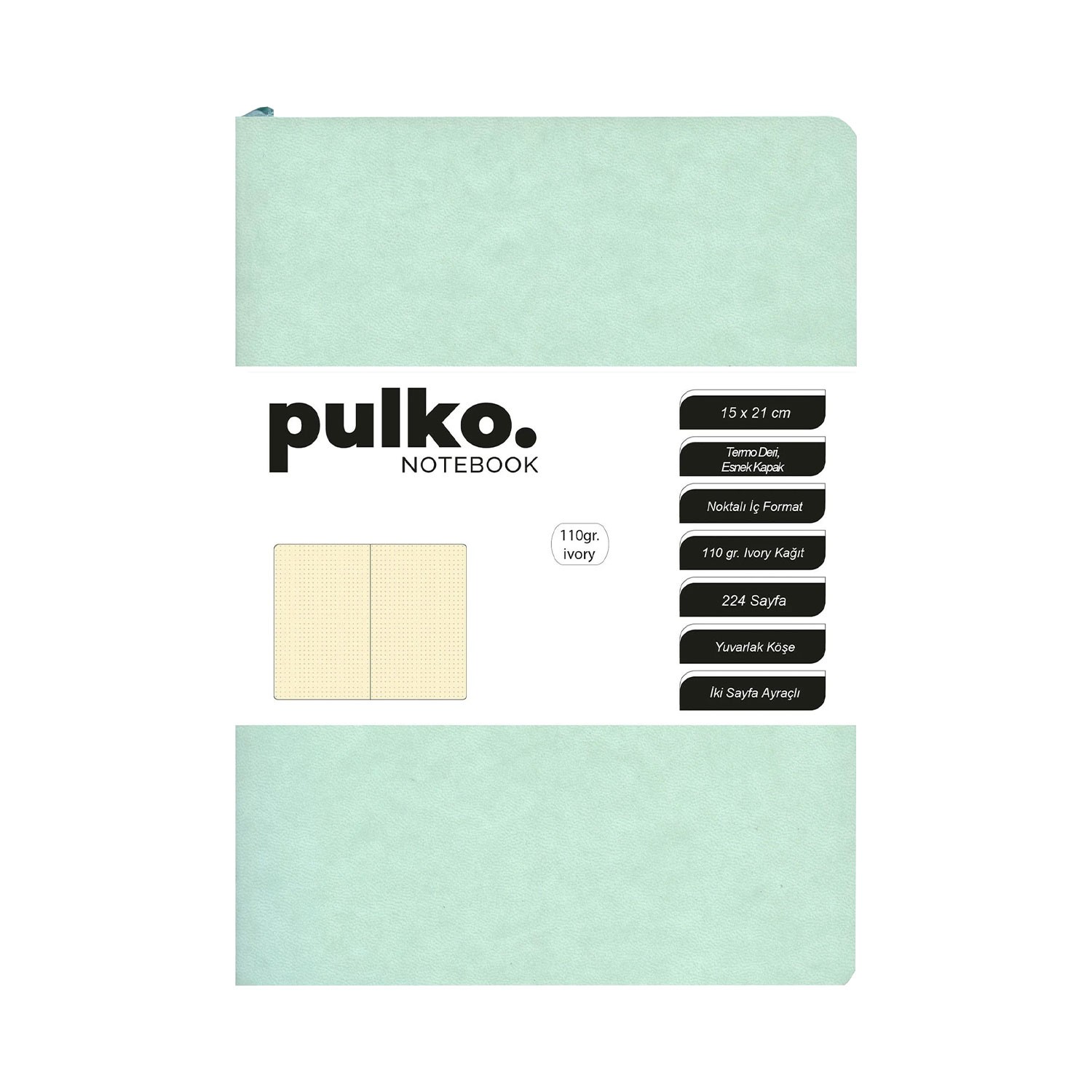 PULKO Notebook A5 Termo Deri Not Defteri - Nane Yeşili