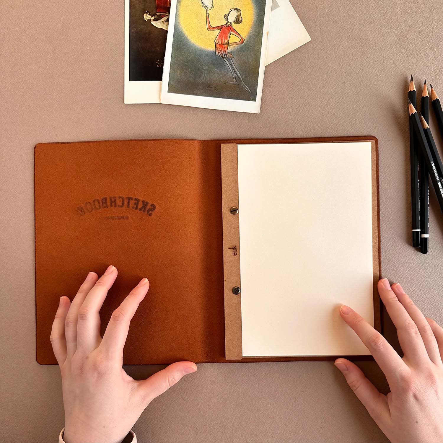 Euk Design A5 Deri Sketchbook - Antik Taba