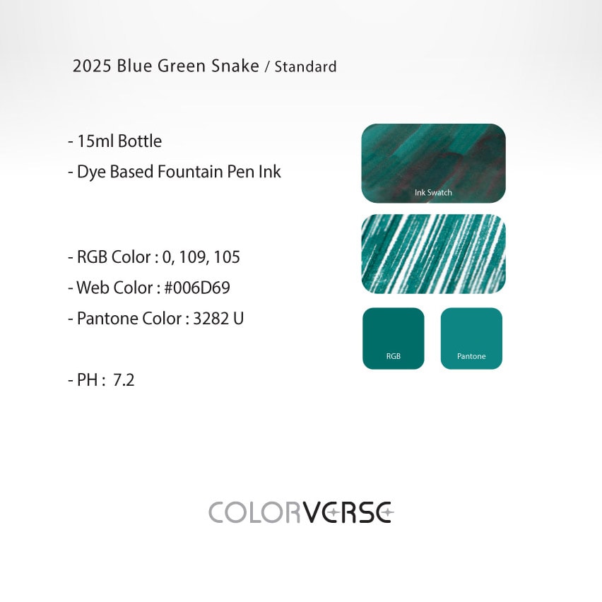 Colorverse 2025 Özel Mürekkebi Blue Green Snake Standart Şişe Mürekkep - 15 ml