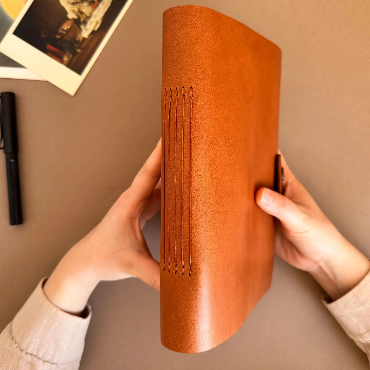 Euk Design A5 Deri Ciltli Defter - Camel