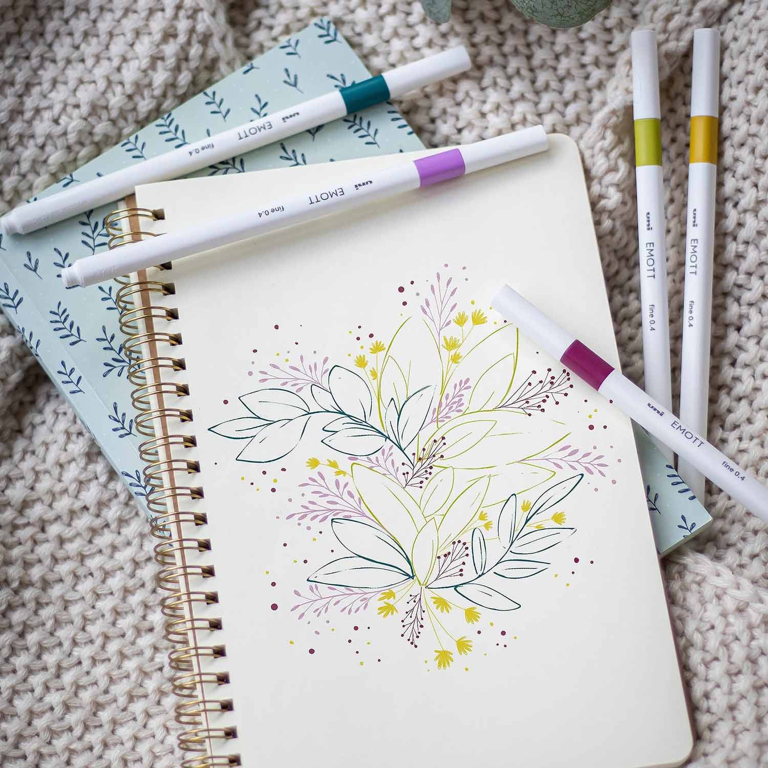 Uni Emott 0.4 mm Fineliner Markör Kalem 10'lu Set - Sakin Renkler
