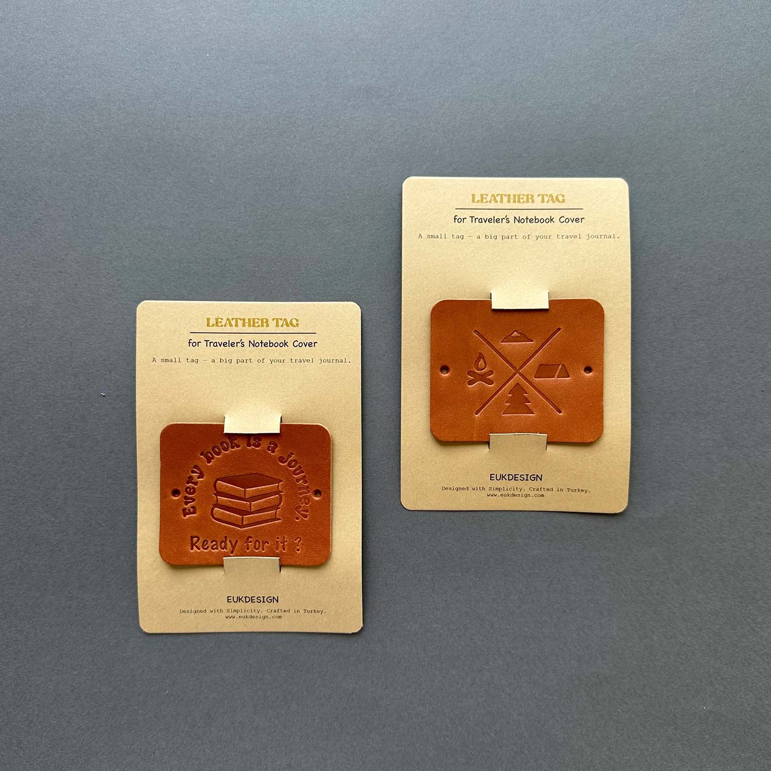 Euk Design Traveler's Notebook için Deri Etiket - Camel