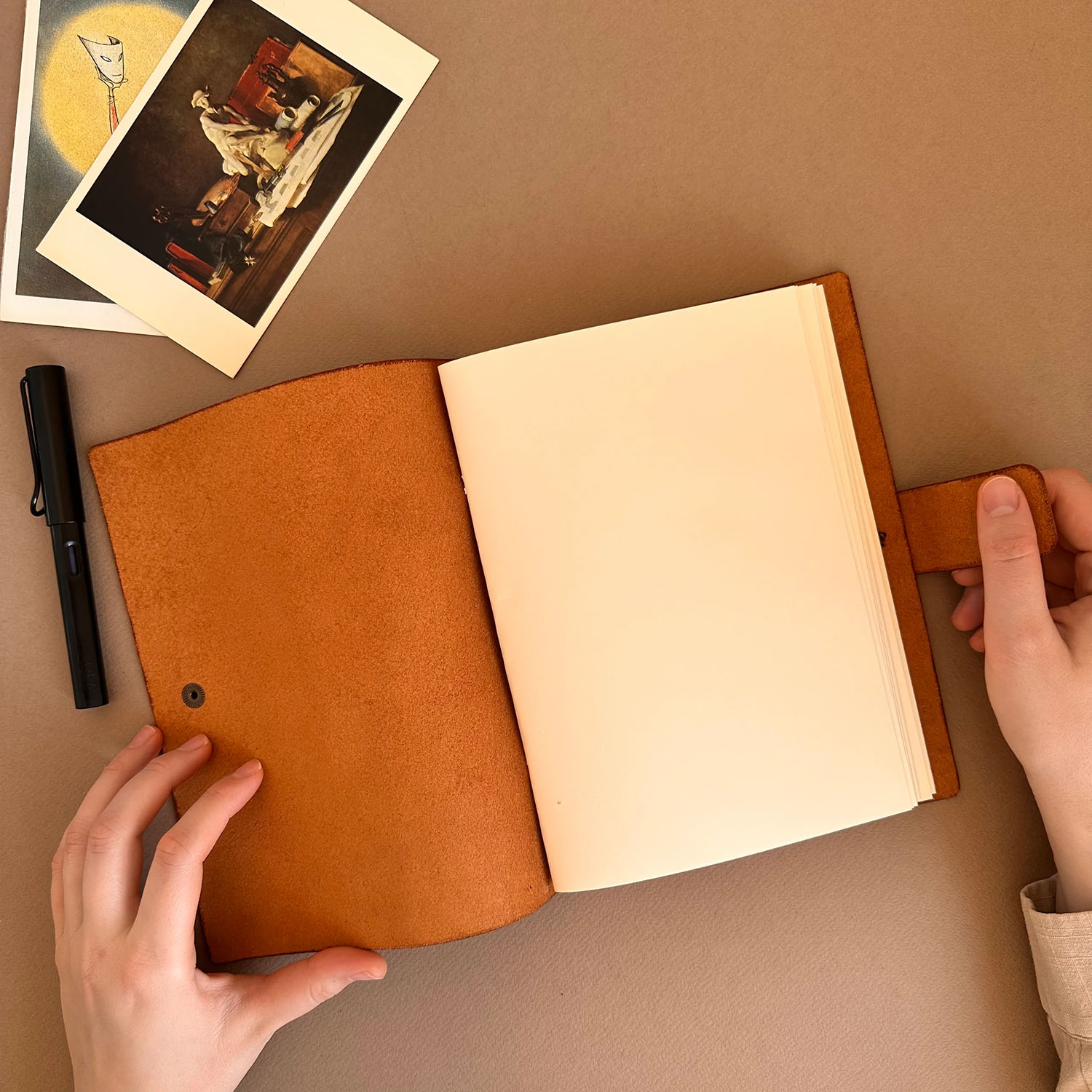 Euk Design A5 Deri Ciltli Defter - Camel