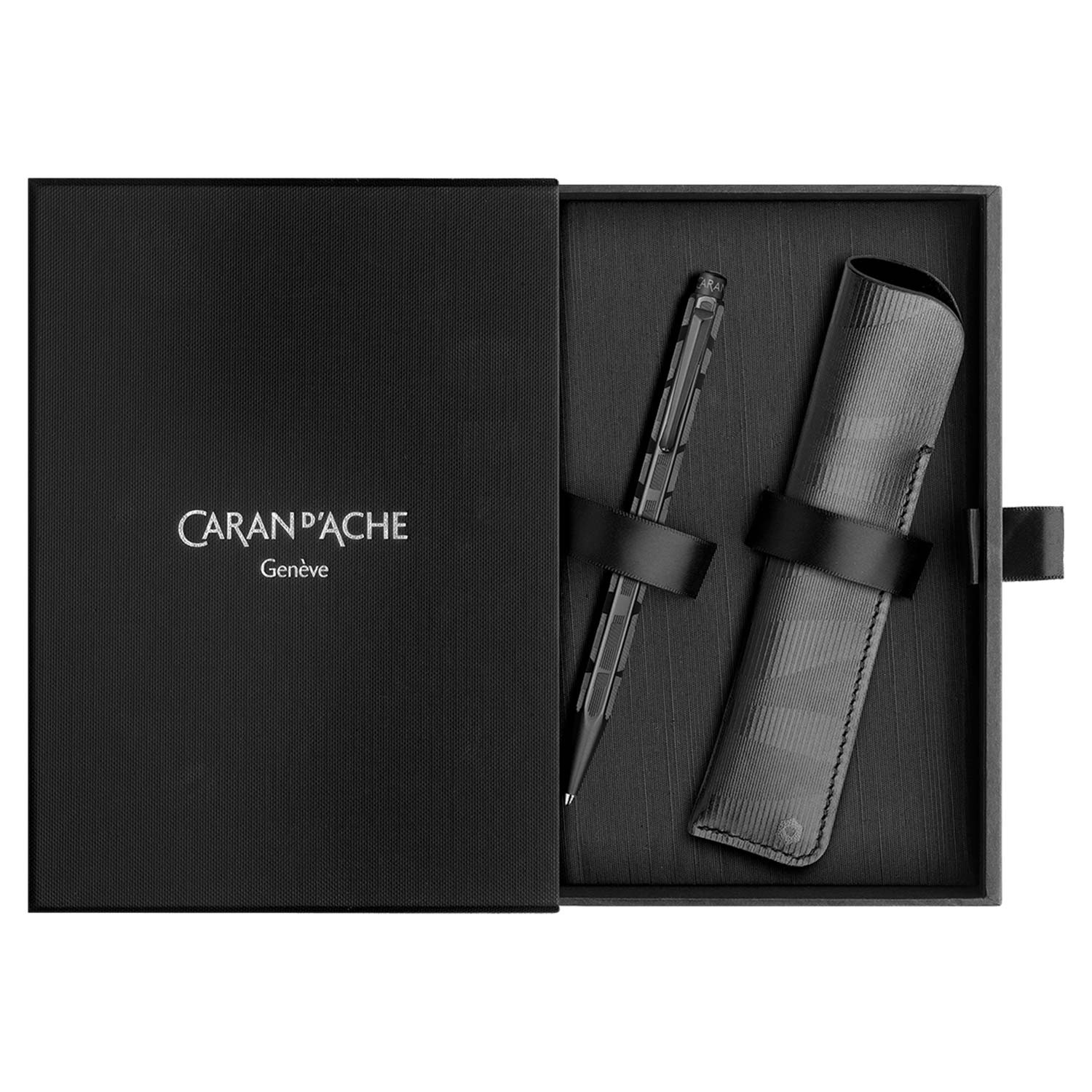 Caran d'Ache Ecridor Tükenmez Kalem Deri Kılıf Set - Black Lines
