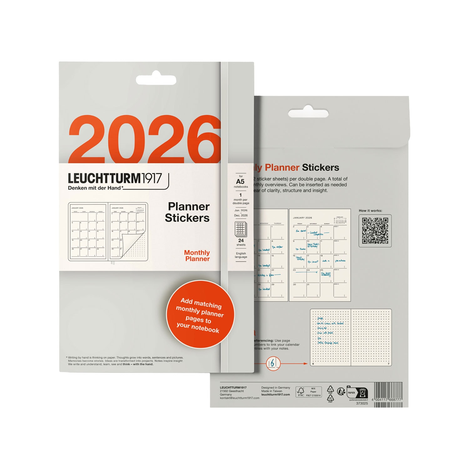 Leuchtturm1917 A5 2026 Ajanda Stickerı - Aylık