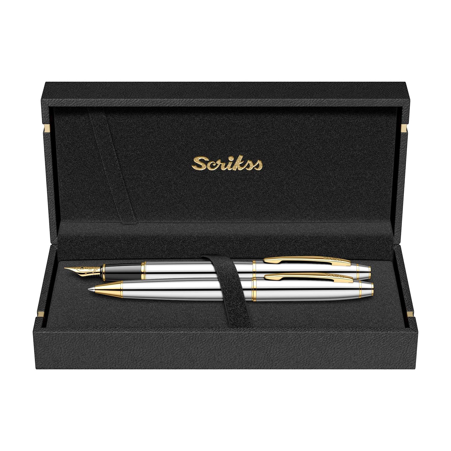 Scrikss 35 Dolma Kalem Tükenmez Kalem Set - Krom Altın